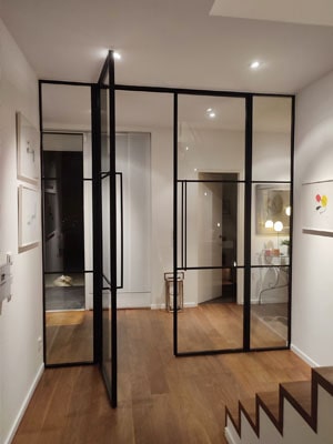 Schiebetür aus Metall und Glas, Glasschiebetür von Loft Tür